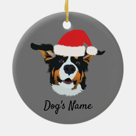 パーソナライズされたクリスマスベルネーズマウンテンドッグ セラミックオーナメント (裏面)