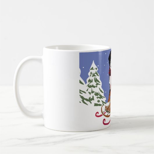 パーソナライズされたクリスマスベルネーズマウントドッグスソリ コーヒーマグカップ (左)