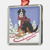 パーソナライズされたクリスマスベルネーズマウントドッグスソリ メタルオーナメント (左)