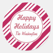 パーソナライズされたクリスマスペパーミントホリデースタンプ ラウンドシール (正面)