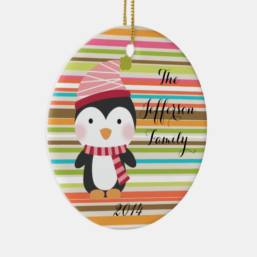 パーソナライズされたクリスマスペンギンオーナメント セラミックオーナメント (右)