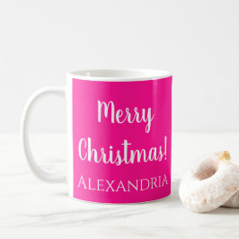 パーソナライズされたクリスマスホットピンク コーヒーマグカップ