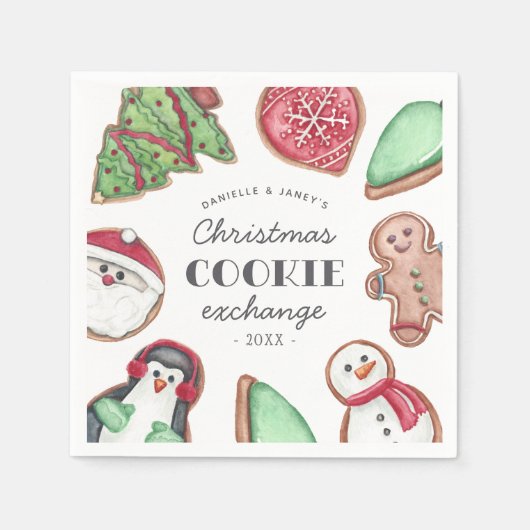 パーソナライズされたクリスマスホリデークッキースワップパーティー スタンダードカクテルナプキン (正面)