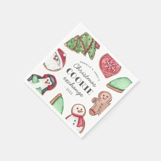 パーソナライズされたクリスマスホリデークッキースワップパーティー スタンダードカクテルナプキン (角)