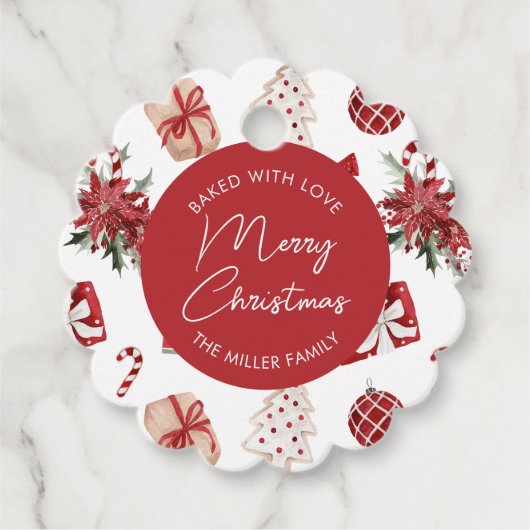 パーソナライズされたクリスマスホリデークッキーベーキング フェイバータグ (正面)
