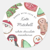 パーソナライズされたクリスマスホリデークッキーベーキング ラウンドシール (正面)