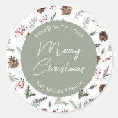 パーソナライズされたクリスマスホリデークッキーベーキング ラウンドシール (正面)