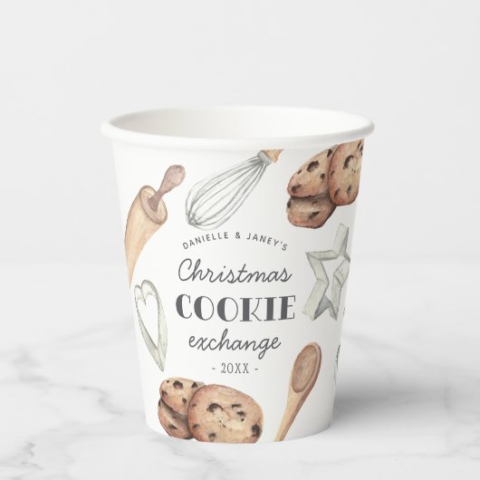 パーソナライズされたクリスマスホリデークッキー交換 紙コップ (正面)