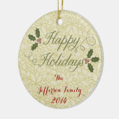 パーソナライズされたクリスマスホリデーズファミリーオーナメント セラミックオーナメント (左)