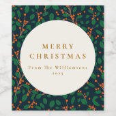 パーソナライズされたクリスマスホリデーフェスティバル植物学 ワインラベル (シングルラベル)