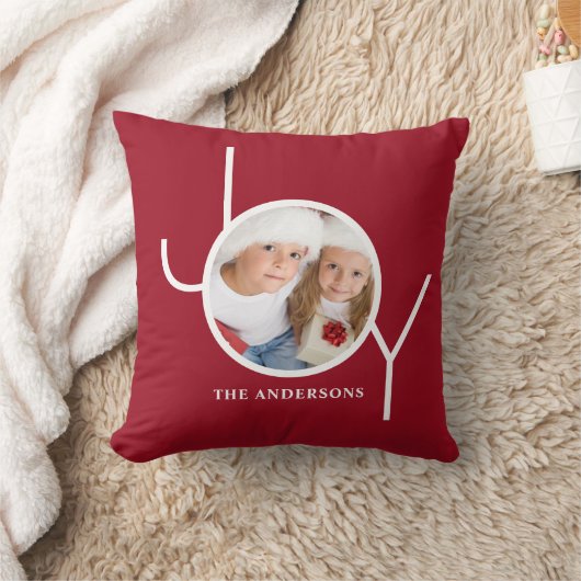 パーソナライズされたクリスマスホリデー赤写真 クッション (ブランケット)