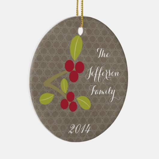 パーソナライズされたクリスマスホリーバレスファミリーオーナメント セラミックオーナメント (右)