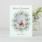 パーソナライズされたクリスマスホリーフォトカード シーズンカード (スタンド正面)