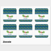 パーソナライズされたクリスマスホリー&ベリーノート スクエアシール (シート)