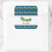 パーソナライズされたクリスマスホリー&ベリーノート スクエアシール (バッグ)