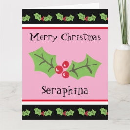 パーソナライズされたクリスマスホリー&ベリー カード