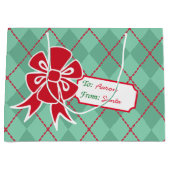 パーソナライズされたクリスマスボウ抱き枕 ラージペーパーバッグ (正面)