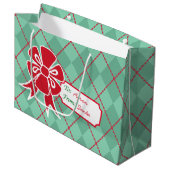 パーソナライズされたクリスマスボウ抱き枕 ラージペーパーバッグ (正面アングル)
