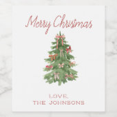 パーソナライズされたクリスマスボトルギフトラベル ワインラベル (シングルラベル)