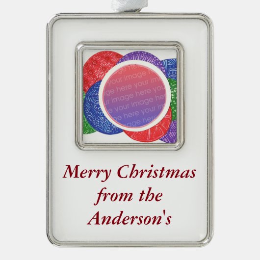 パーソナライズされたクリスマスボール写真オーナメント シルバープレートフレームオーナメント (正面)