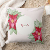 パーソナライズされたクリスマスポインセチア水彩 クッション (ブランケット)