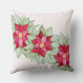 パーソナライズされたクリスマスポインセチア水彩 クッション (裏面)
