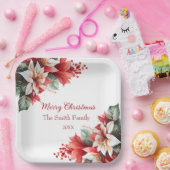 パーソナライズされたクリスマスポインセチア花 ペーパープレート (パーティー)