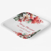 パーソナライズされたクリスマスポインセチア花 ペーパープレート (傾斜あり)