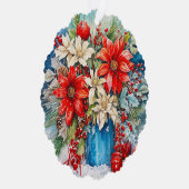 パーソナライズされたクリスマスポインセチア、ベリーブーケ オーナメントカード (右)