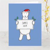 パーソナライズされたクリスマスポーラベアベビー カード (黄色い花)