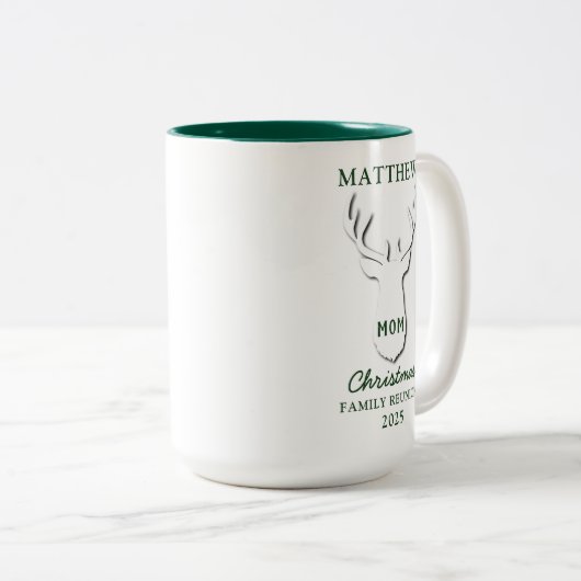 パーソナライズされたクリスマスマッチファミリー懇親会ママ ツートーンマグカップ (正面右)