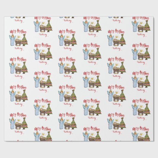パーソナライズされたクリスマスマンガーラッピング紙 ラッピングペーパー (フラット)