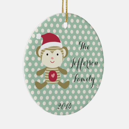 パーソナライズされたクリスマスモンキーファミリーオーナメント セラミックオーナメント (右)