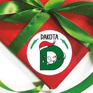 パーソナライズされたクリスマスライトイニシャルシール ラウンドシール