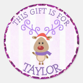 パーソナライズされたクリスマスラベルかわいいトナカイ ラウンドシール