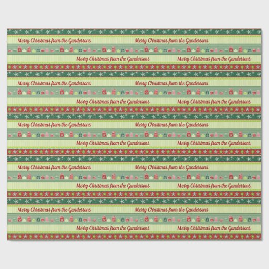 パーソナライズされたクリスマスリボン包装紙 ラッピングペーパー (フラット)