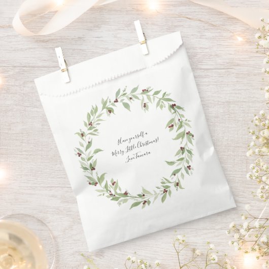 パーソナライズされたクリスマスリースバッグ フェイバーバッグ (クリップ留めされた状態)
