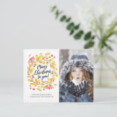 パーソナライズされたクリスマスリースフォトカードはがき シーズンポストカード (スタンド正面)