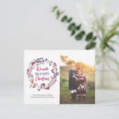 パーソナライズされたクリスマスリースフォトカードはがき シーズンポストカード (スタンド正面)