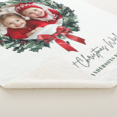 パーソナライズされたクリスマスリース写真&ネームホリデー シェルパブランケット (3/4)