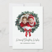 パーソナライズされたクリスマスリース写真&ネームホリデー 招待状 (正面)