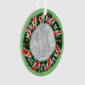 パーソナライズされたクリスマスリース縁どフォトマスク オーナメント (正面)