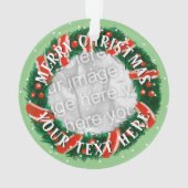 パーソナライズされたクリスマスリース縁どフォトマスク オーナメント (裏面)