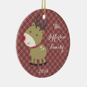 パーソナライズされたクリスマスルドルフレインファミリーオーナメント セラミックオーナメント (右)