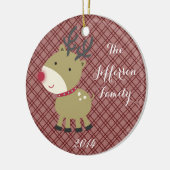パーソナライズされたクリスマスルドルフレインファミリーオーナメント セラミックオーナメント (左)