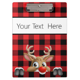 パーソナライズされたクリスマスレッドとブラックバッファローのチェック クリップボード