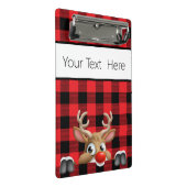 パーソナライズされたクリスマスレッドとブラックバッファローのチェック ミニクリップボード (アングル)