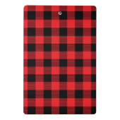 パーソナライズされたクリスマスレッドとブラックバッファローのチェック ミニクリップボード (裏面)