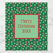 パーソナライズされたクリスマスレッドグリーンキャンディカン ワインラベル (シングルラベル)