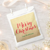 パーソナライズされたクリスマスレッド金ゴールドハンドレタリング フェイバーバッグ (クリップ留めされた状態)